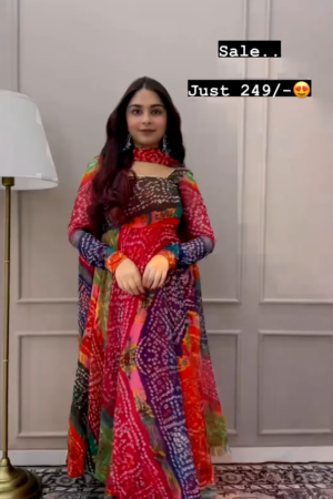 Bandhani Printed Anarkali Suit Set