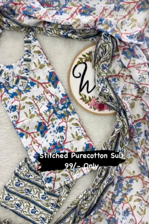 Round Neck Salwar With Dupatta For Women