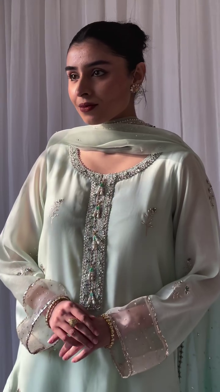 NEW READY TO WEAR COLLECTION WITH EMBROIDERY WORK LONG TOP - PENT WITH DUPATTA - Image 3