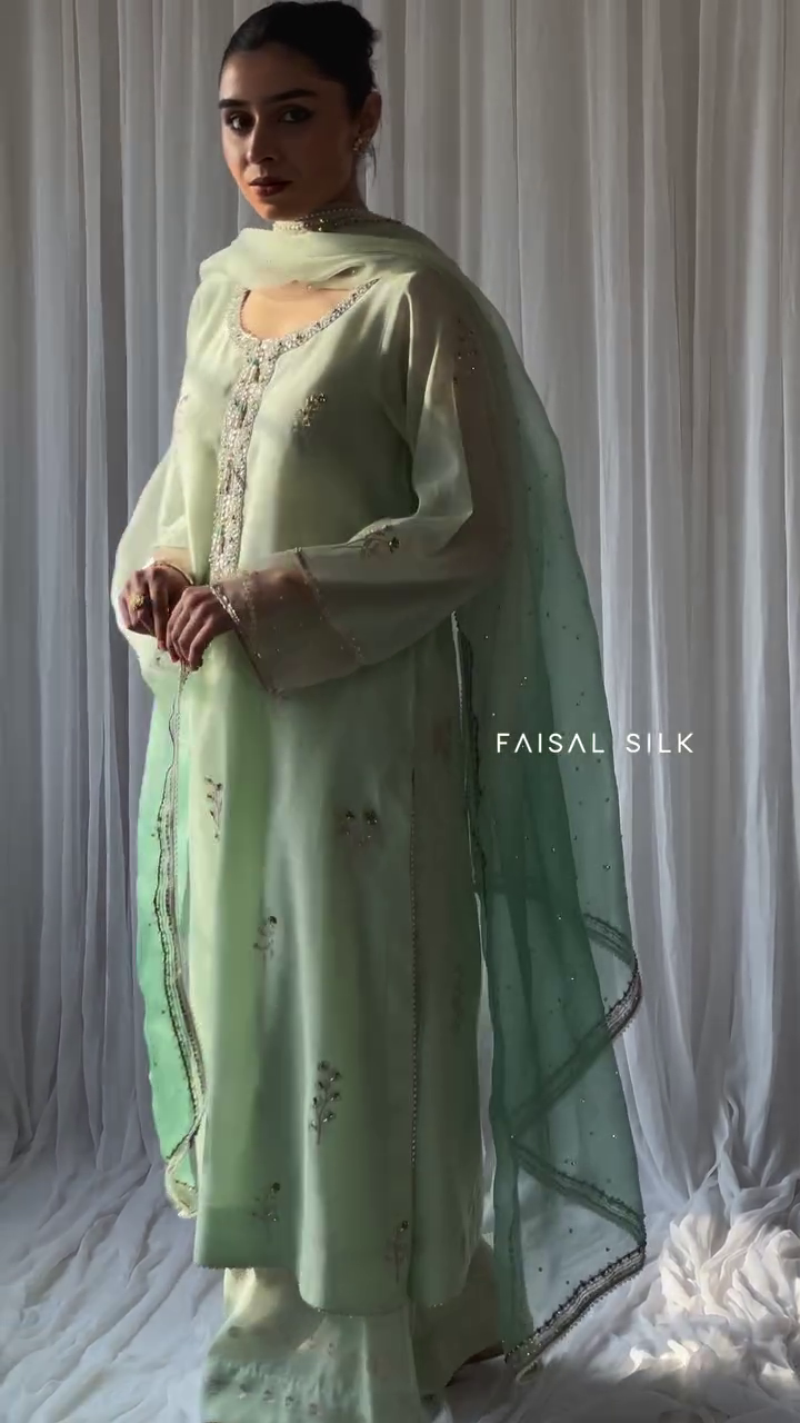 NEW READY TO WEAR COLLECTION WITH EMBROIDERY WORK LONG TOP - PENT WITH DUPATTA