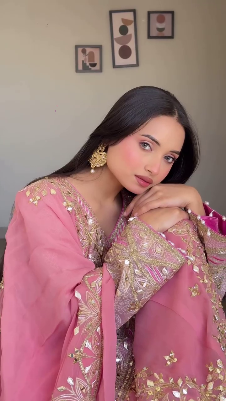 Women's Embroidery Sequence Work Sharara Set - Image 9