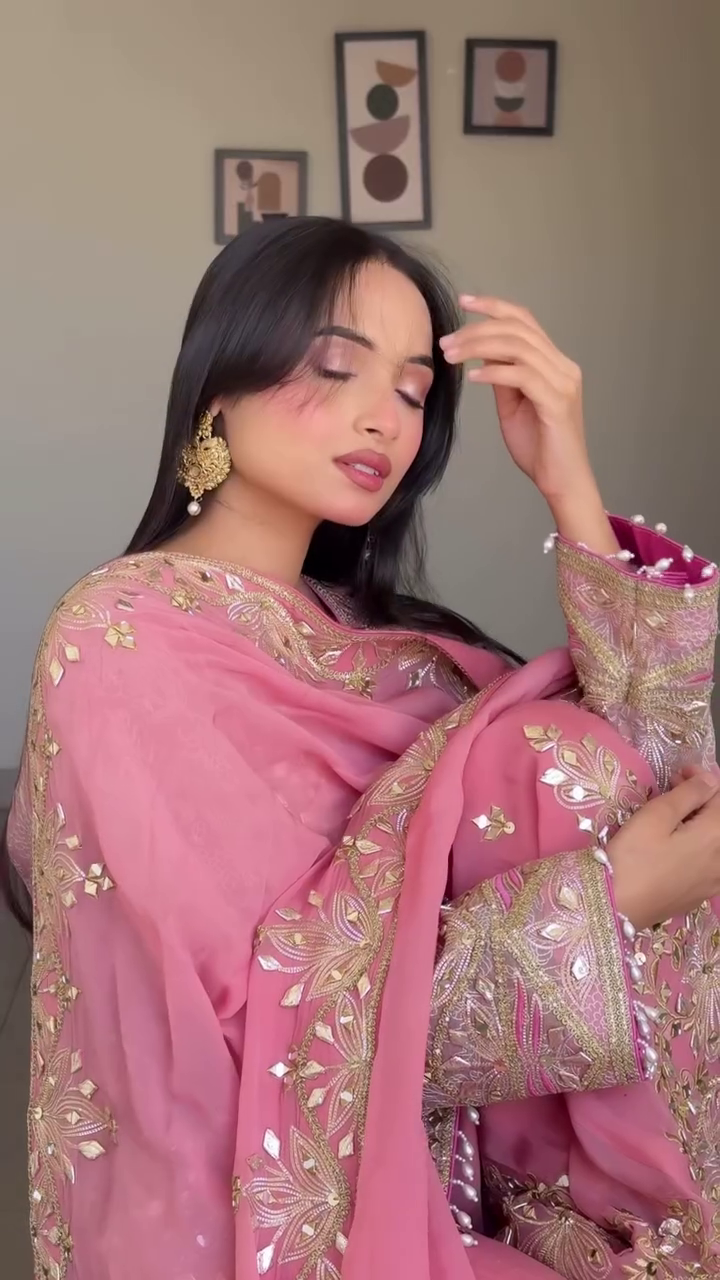 Women's Embroidery Sequence Work Sharara Set - Image 7