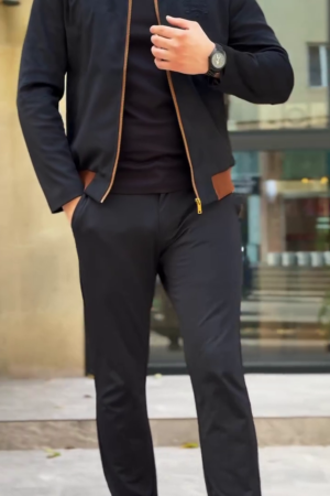 remium Lightweight Black Bomber Jacket for Men – Ultra-Soft Fabric