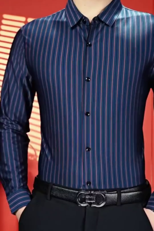 Men's Pure Cotton Checks Pattern Slim Fit Semi Cutaway Collar Full Sleeve Formal Shirt