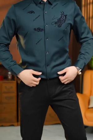 Men's Satin Shirt with Spread Collar Neck Line Solid Pattern Full Sleeves Regular Fit Western Style and Standard Length