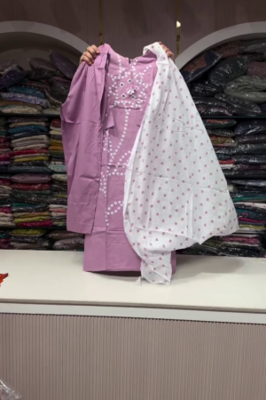 Embroidered Chiffon Salwar Kameez, Lavender