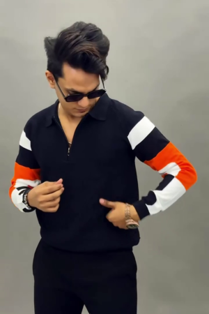 Men's Polo Neck Full Sleeve Regular Fit PolyCotton T-Shirt