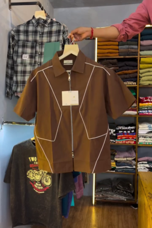 Zip Closure Relaxed Fit Shirt