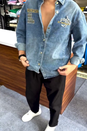 Men Blue Regular Fit Back Printed Casual Shirt