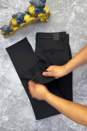 Men's Slim Fit Casual Mid Rise Trousers, Cotton Blend, Side Pockets