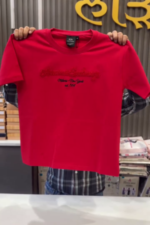 Men Red Typography Oversized T-shirt