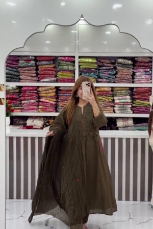 Women Floral Embroidered A-Line Kurta with Trousers & Dupatta