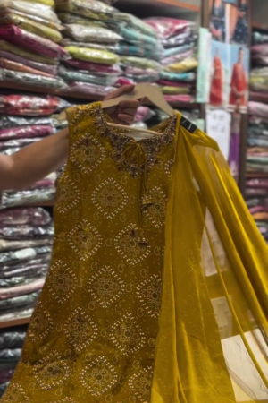 Women,s Haldi Special All Over Work Kurta Set with Dupatta