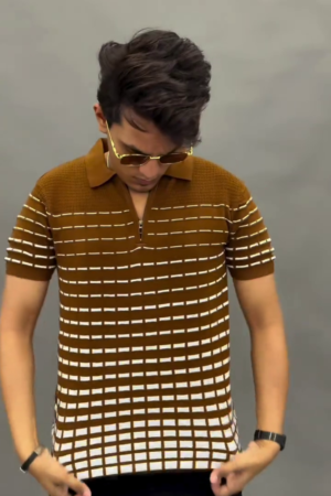 The Lifestyle Co Checked Cotton Polo Collar Tshirts