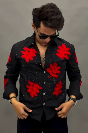 Premium Slim Fit Embroidered Cotton Party Shirt