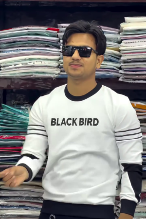 Men Black & White Printed Sweatshirt