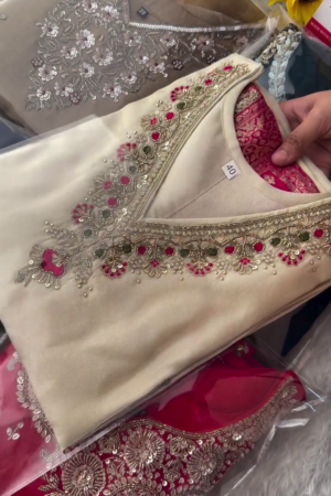 Floral Embroidered V-Neck Regular Straight Kurta With Trouser With Dupatta